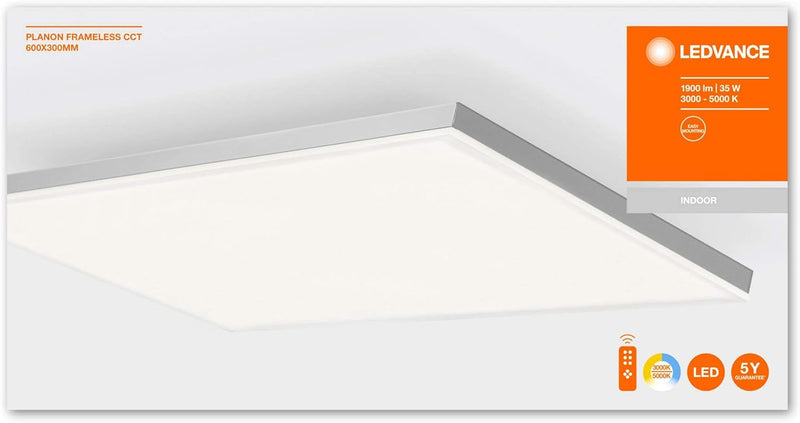 LEDVANCE LED Panel-Leuchte, Leuchte für Innenanwendungen, Farbtemperaturwechsel, Länge: 60x30 cm, Pl