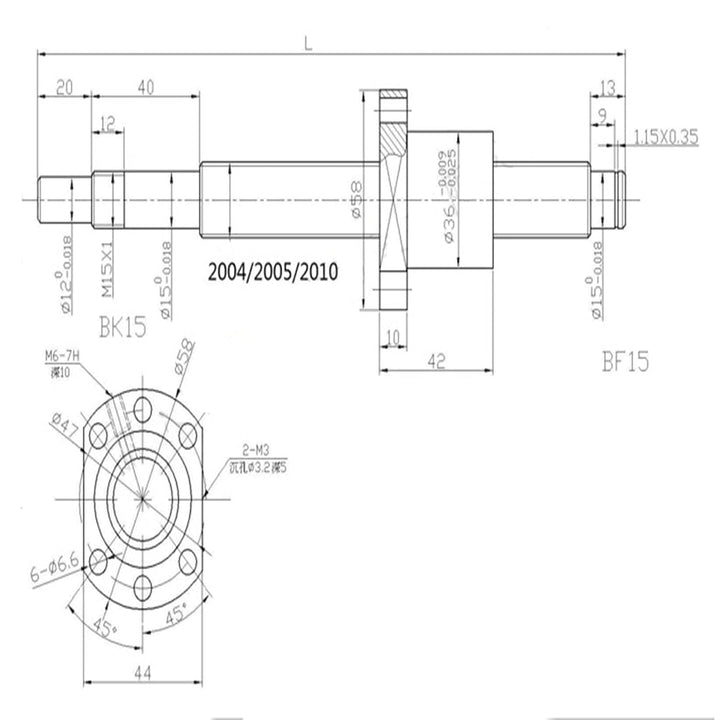 GooEquip SFU2005 600mm Kugelumlaufspindel Antibacklash Kugelumlaufspindel Gewindemutter Spielfrei oh