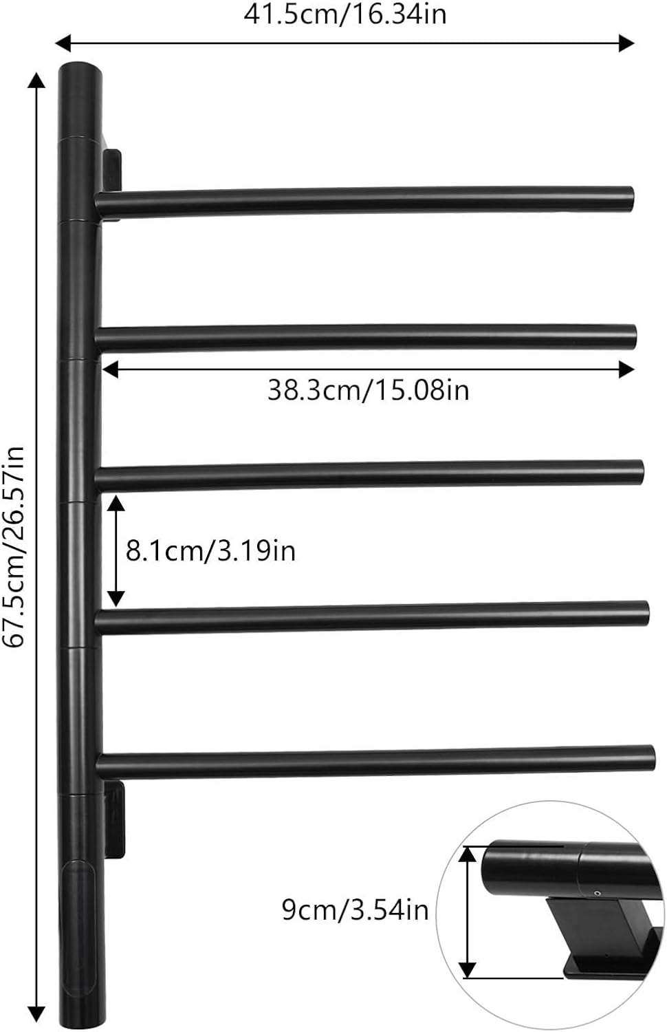 180° Rotierender Handtuchhalter Elektrischer Handtuchwärmer Freistehende Handtuchleiter 86-158°F Bad