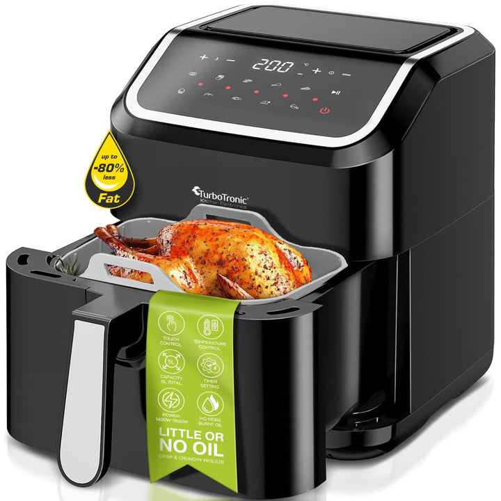 Heissluftfritteuse XL, 5 Liter - AF12 - digitale XL Heissluftfritteuse, 10 Programme, Airfryer, Frit