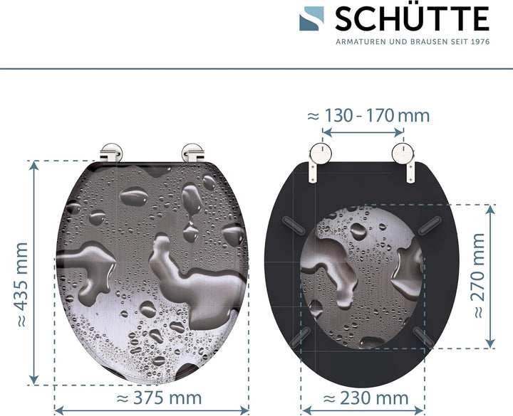 SCHÜTTE 80023 Sitz Holzkern GREY STEEL, Toilettensitz ist passend für alle handelsüblichen WC-Becken