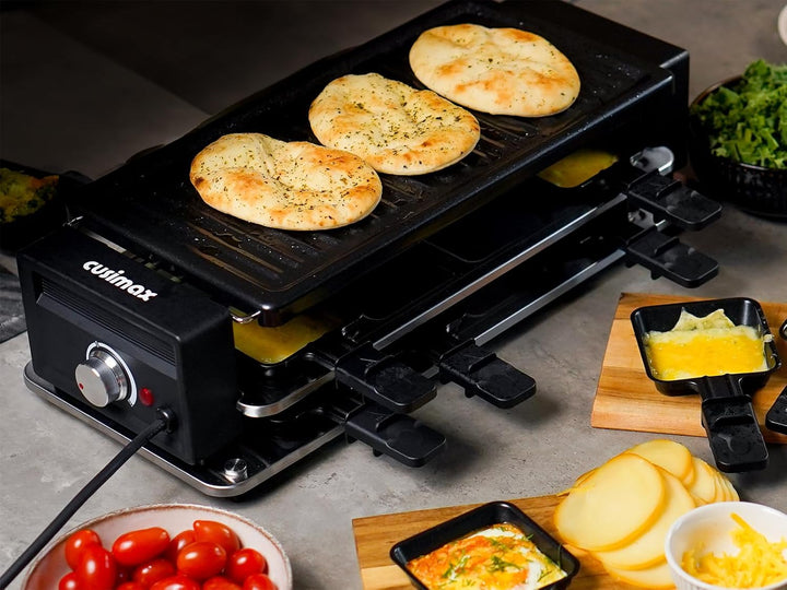 CUSIMAX Raclette Grill, Raclette mit Antihaft-Grillplatte und einstellbare Temperaturregelung, Racle