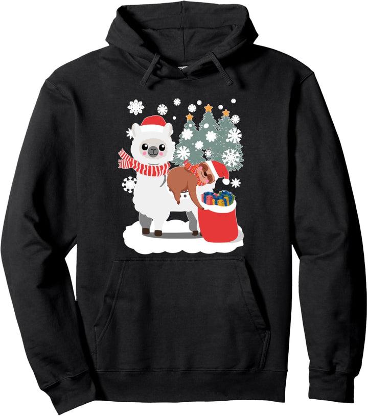 Alpaka & Faultier Christmas Schlafanzug Lama Pyjama Pullover Hoodie