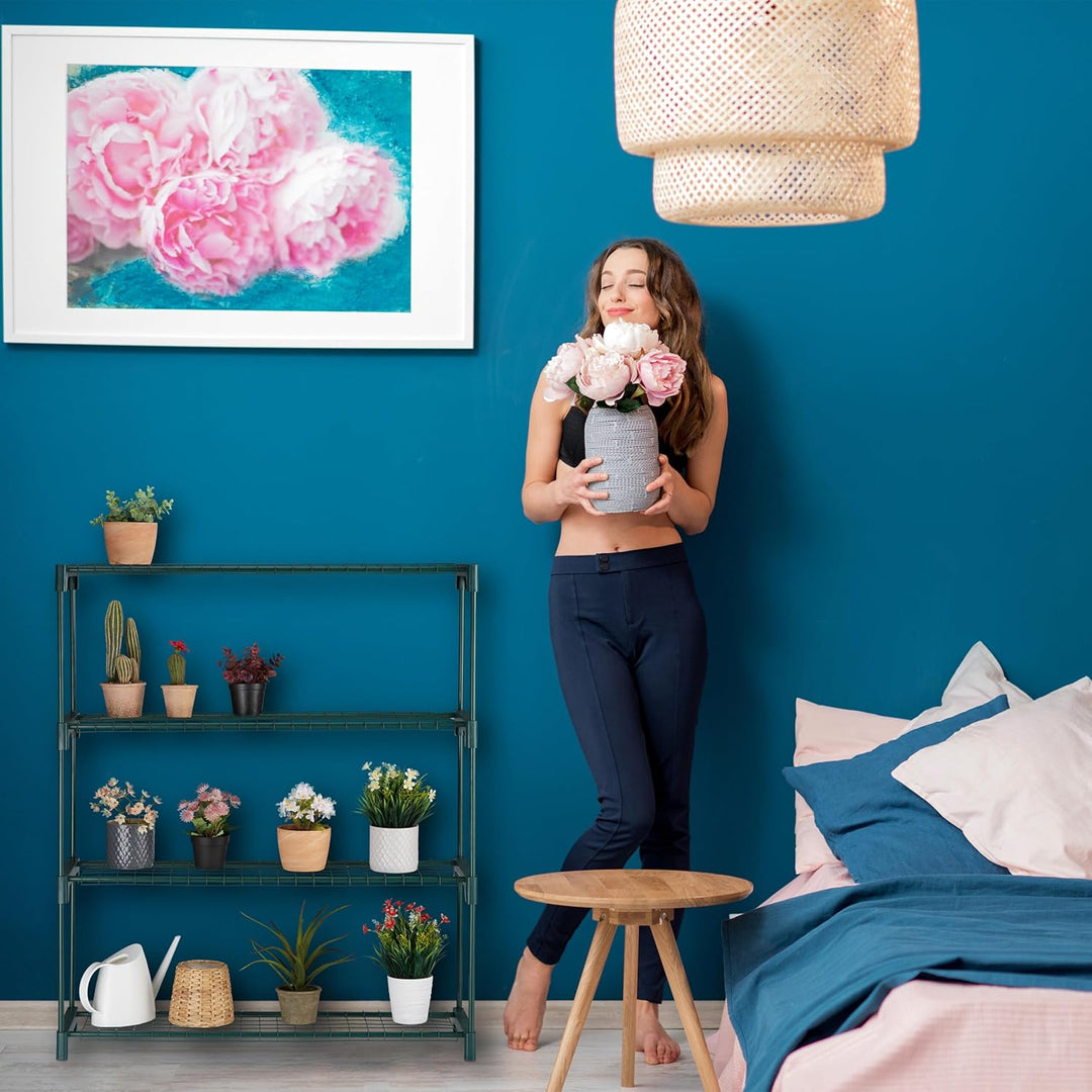 Relaxdays Pflanzenregal, 2er Set, 4 Ablagen, für Blumen- & Pflanzentöpfe, Metall & Kunststoff, HBT 1