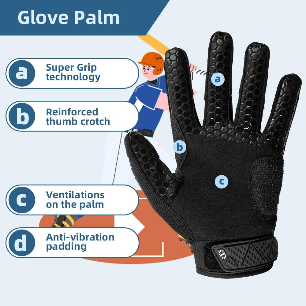 Seibertron S.P.B.G 2.0 Baseball/Softball Schlagmann Batting Super Grip and Protective Handschuhe Glo