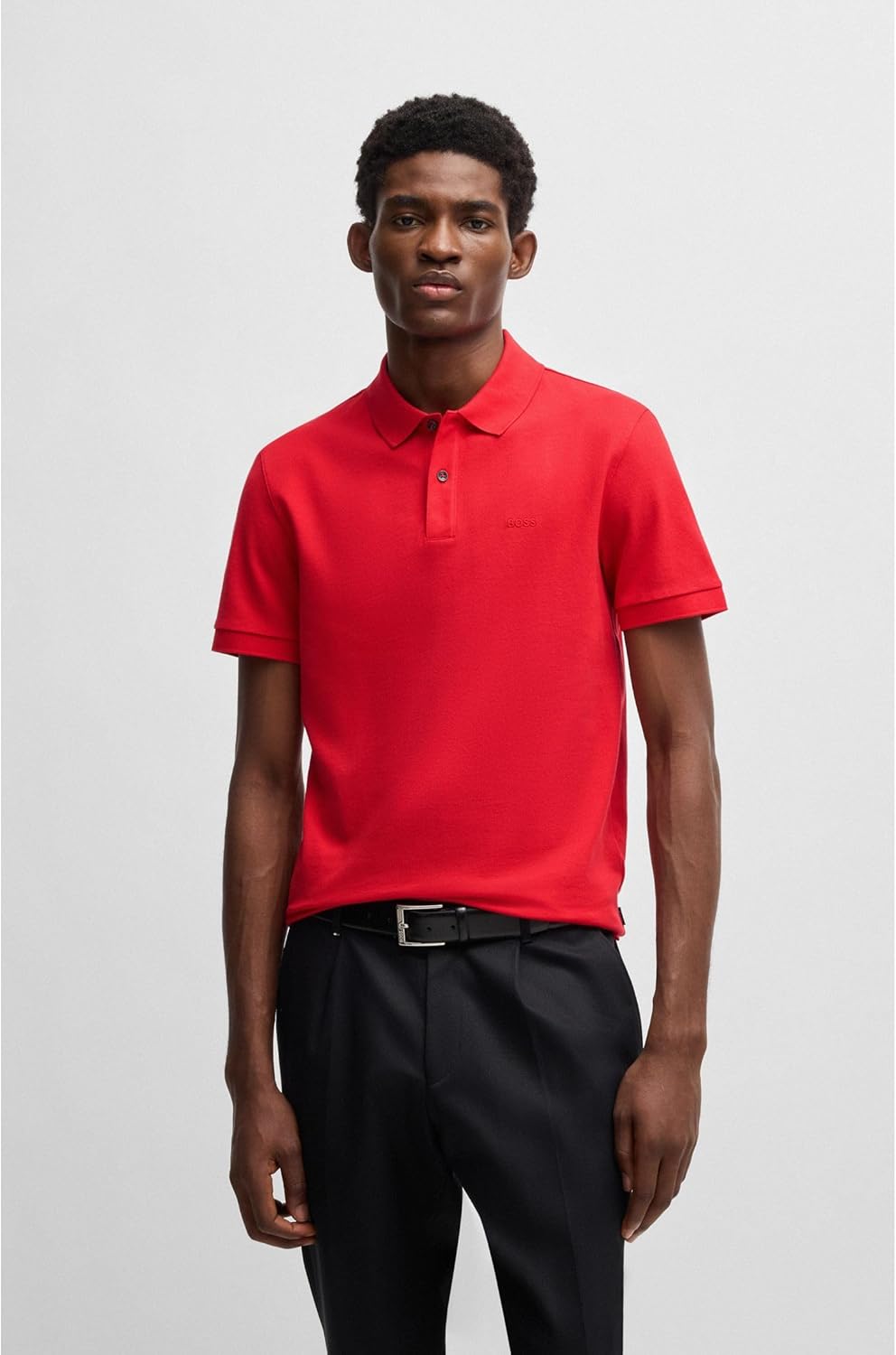 BOSS Herren Pallas Poloshirt aus Bio-Baumwolle mit Logo-Stickerei L Rot, L Rot