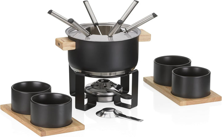 kela Fleischfondue Set 16tlg, Edelstahl Fondue für 6 Personen GUNTEN, Fondueset mit Brennpastenhalte