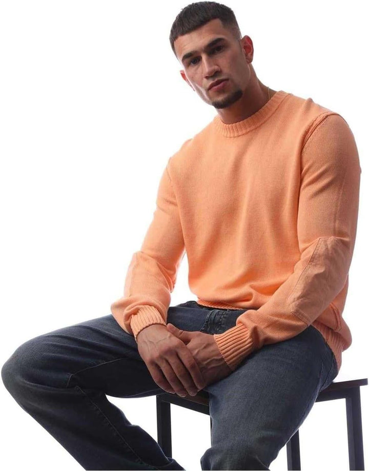 BOSS Herren Aropo Pullover aus Baumwolle und Leinen mit Ellbogen-Patches aus Stretch-Baumwolle L Lig