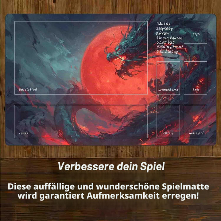 TCG MTG Spielmatte 24 × 14 - Premium-Spielmatte mit genähtem Rand mit glatter Stoffoberfläche und ru