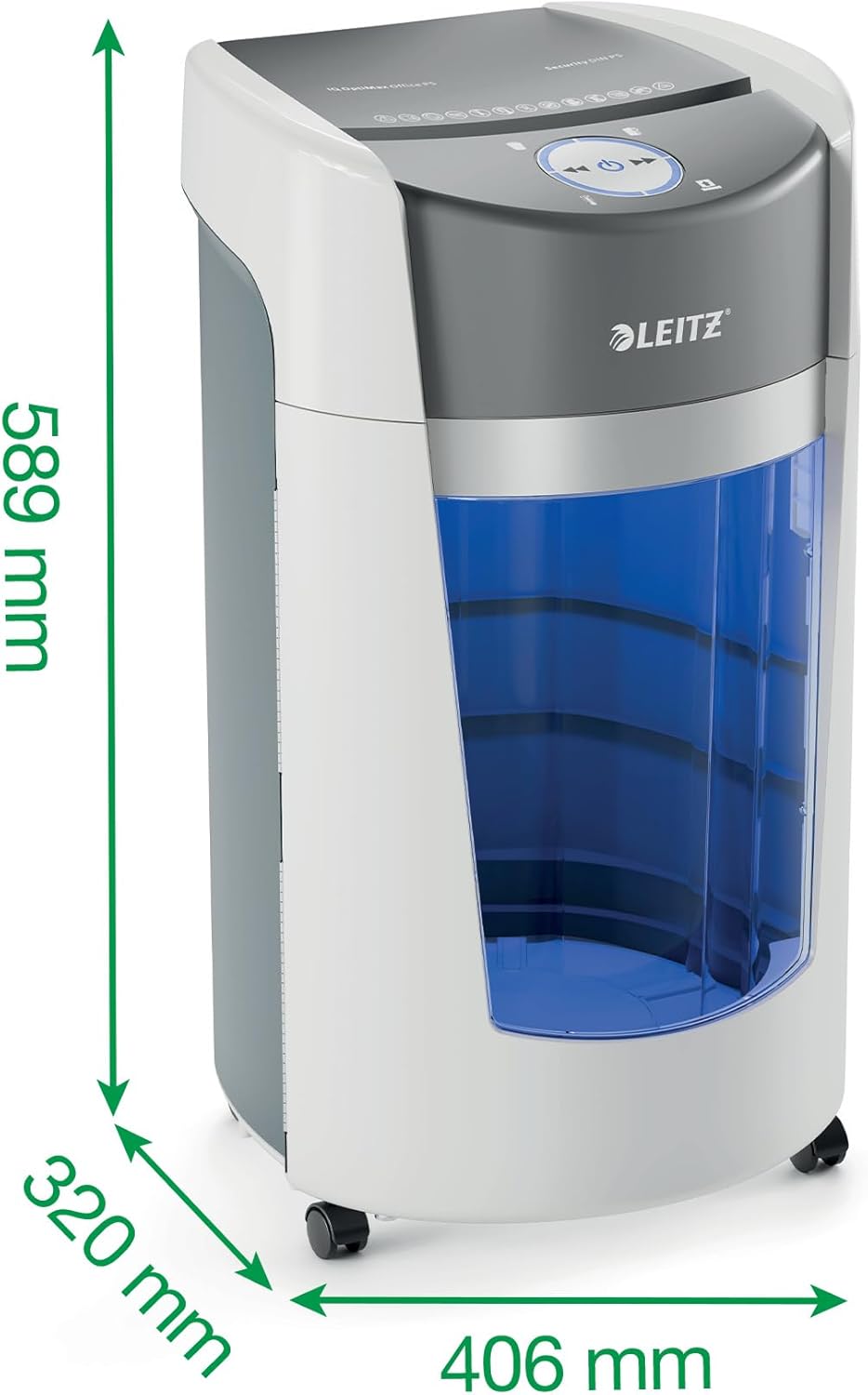 Leitz IQ Set OptiMax Office P5 Aktenvernichter mit Mikroschnitt, 10 Blatt, Rotierender Behälter für