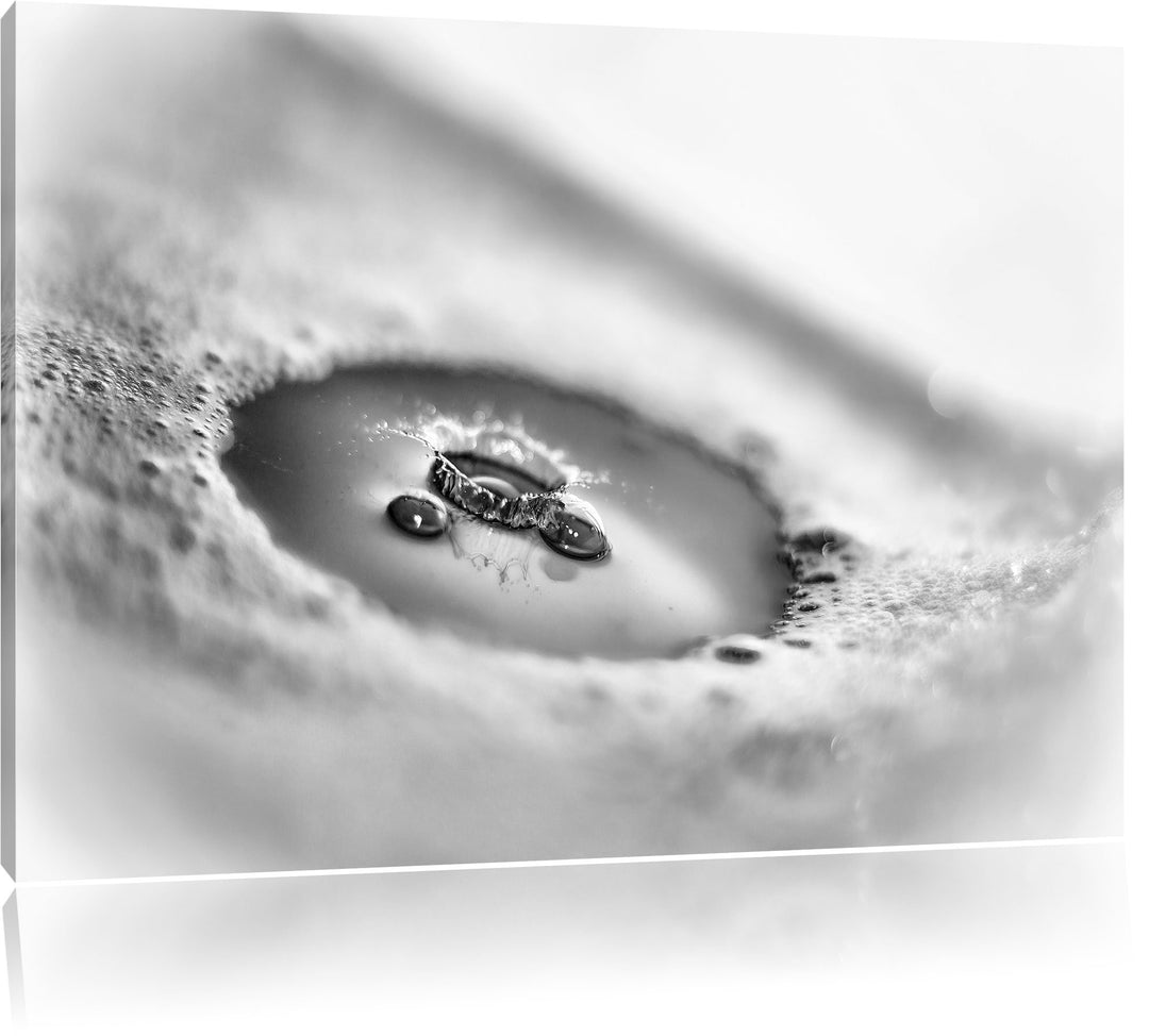 Pixxprint Wassertropfen im Schaum / 100x70cm Leinwandbild bespannt auf Holzrahmen/Wandbild Kunstdruc