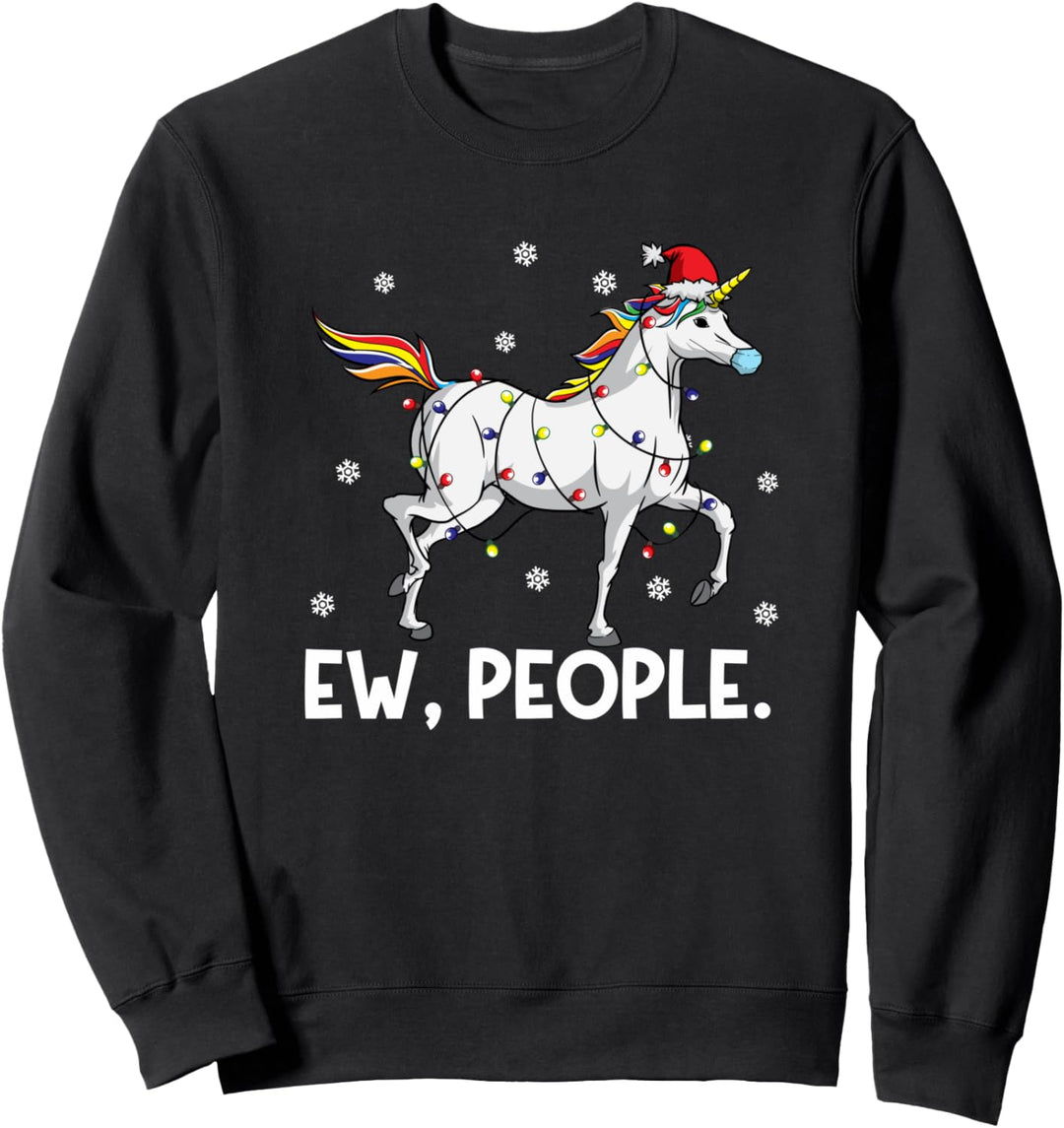 Einhorn Gesichtsmaske Santa | Lustige Einhorn Weihnachten Sweatshirt