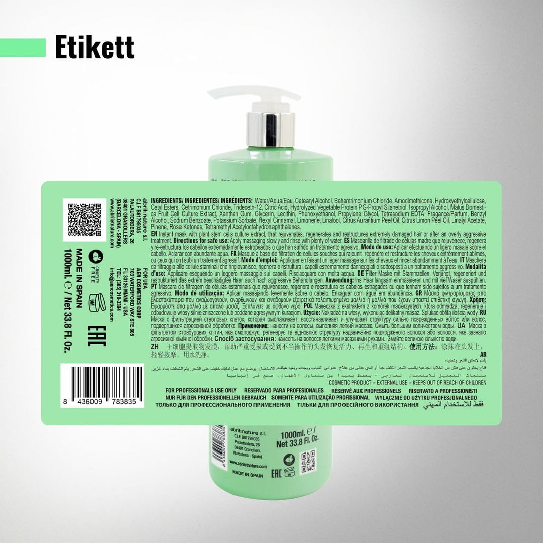 abril et nature - Instant Mask Cell Innove - Feuchtigkeitsspendende Haarmaske - 1000 ml - Für Strapa