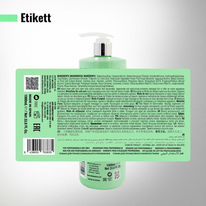 abril et nature - Instant Mask Cell Innove - Feuchtigkeitsspendende Haarmaske - 1000 ml - Für Strapa