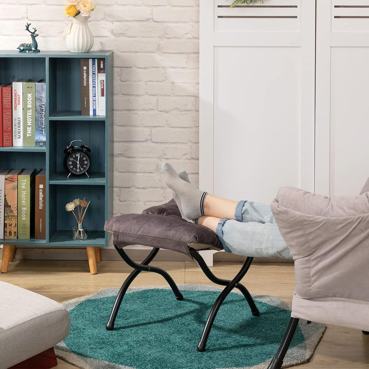 HollyHOME Fusshocker Fussstütze Klapphocker, Faltbar Sitzhocker mit Metallbeinen, Abnehmbar Gepolste