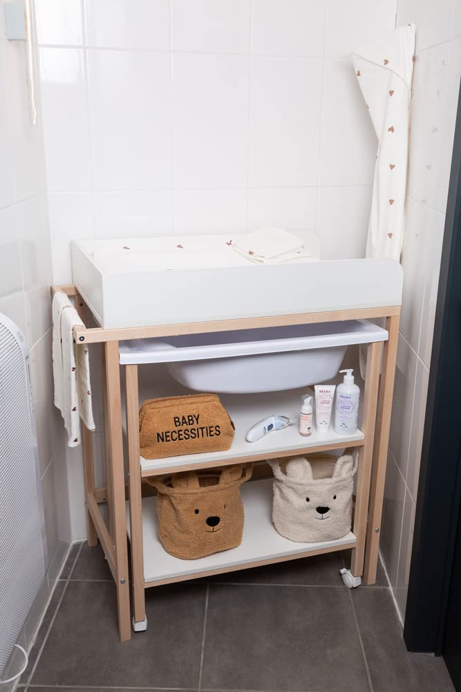 Chilldhomme, Wickeltisch mit Badewanne, Räder erleichtern das Verschieben, Wechseleinheit, robust, o