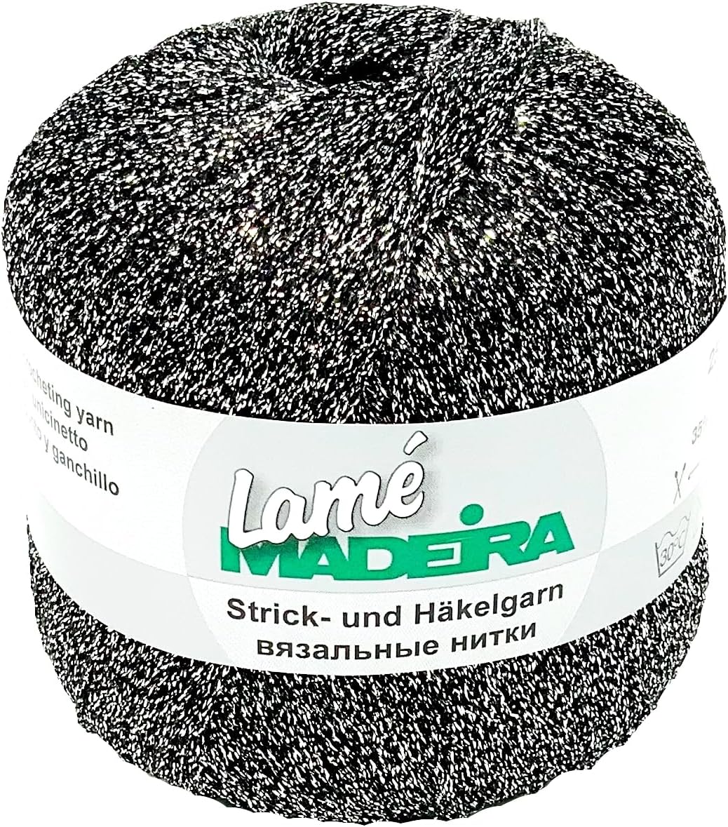 Glitzergarn Haekelgarn Strickgarn metallisiertes Häkelgarn Madeira Lamé 5x25g Farbe 560 schwarz-silb