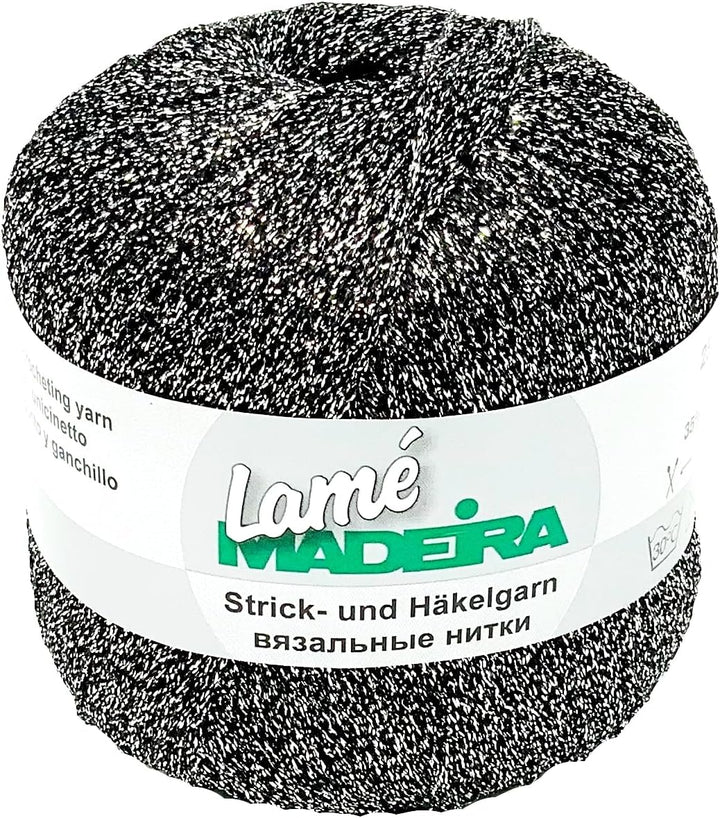 Glitzergarn Haekelgarn Strickgarn metallisiertes Häkelgarn Madeira Lamé 5x25g Farbe 560 schwarz-silb