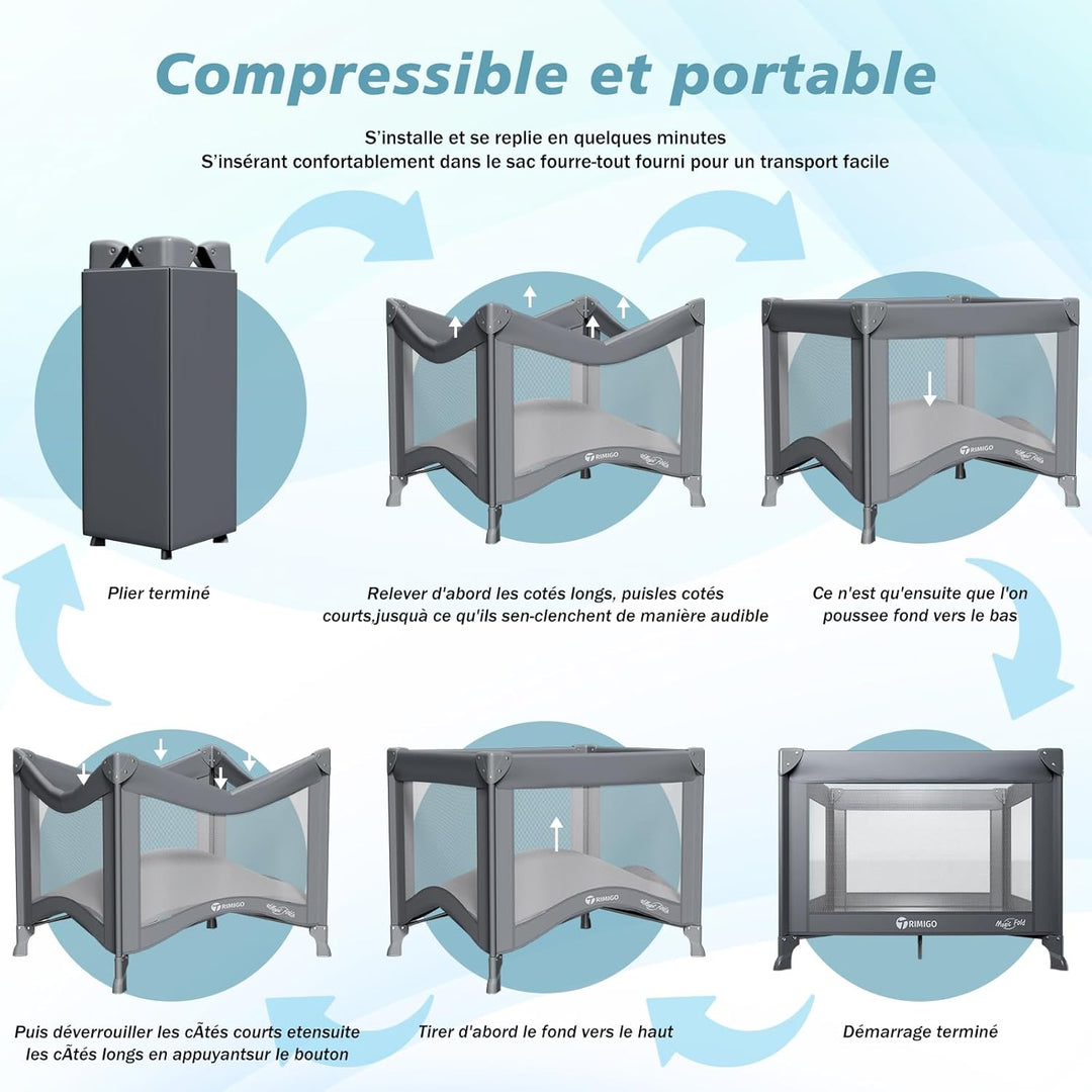 Baby Reisebett Dream N Play, faltbares Babybett, faltbar & tragbar für Babys bis 15 kg, Kompaktes Re