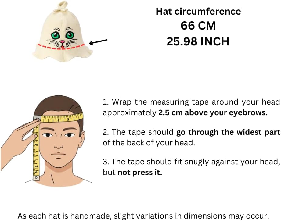 SAUNA GURU Sauna Kätzchenaugen Hut 100% Bio Wolle Filz Saunakappe Banya Hut Sauna Haarschutz Sauna Z