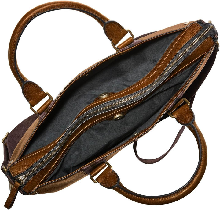 Fossil Herren Arbeitstasche Houston Leder 41,28 cm L x 9,53 cm B x 29,21 cm H Hell Braun, Hell Braun