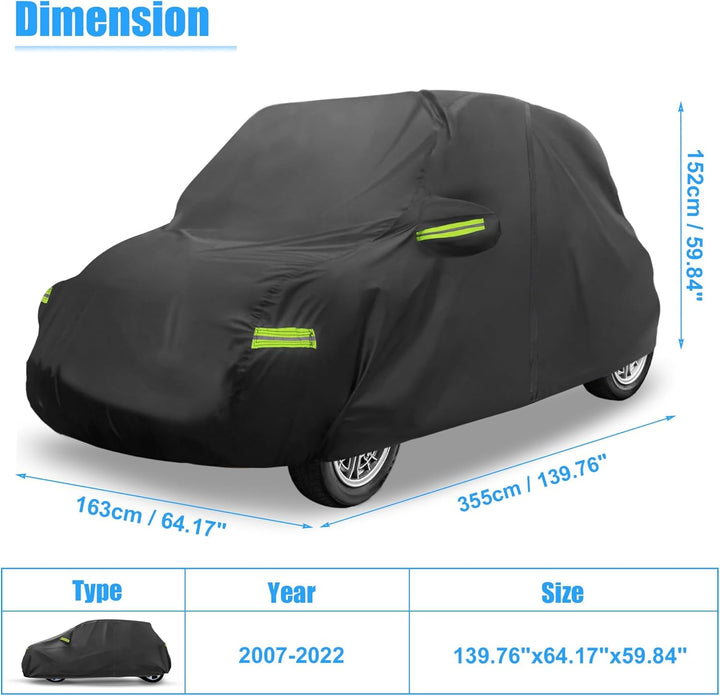 QUARKZMAN wasserdichte Autoabdeckung Outdoor Vollgarage für FIAT 500 2007-2022