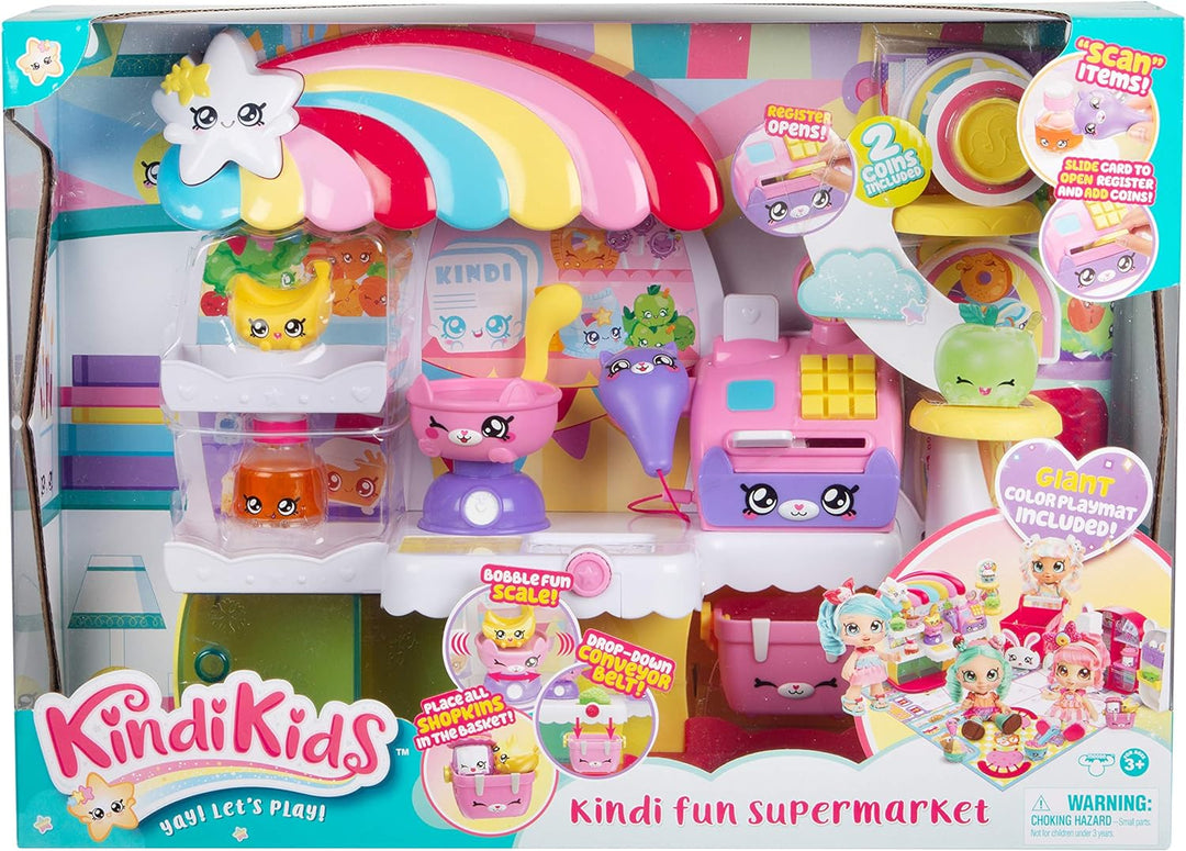 Kindi Kids 50003 Kitty Petkin-Supermarkt, 2 Shopkins und Spielunterlage aus Vinyl, Mehrfarbig Einzel