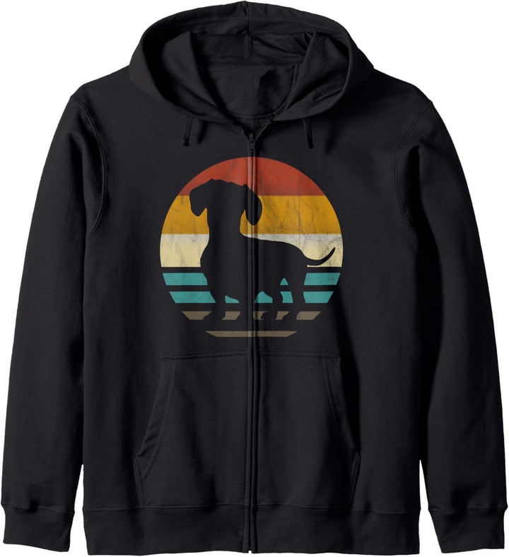 Dackel Dackelhund Silhouette Retro Geschenk Kapuzenjacke