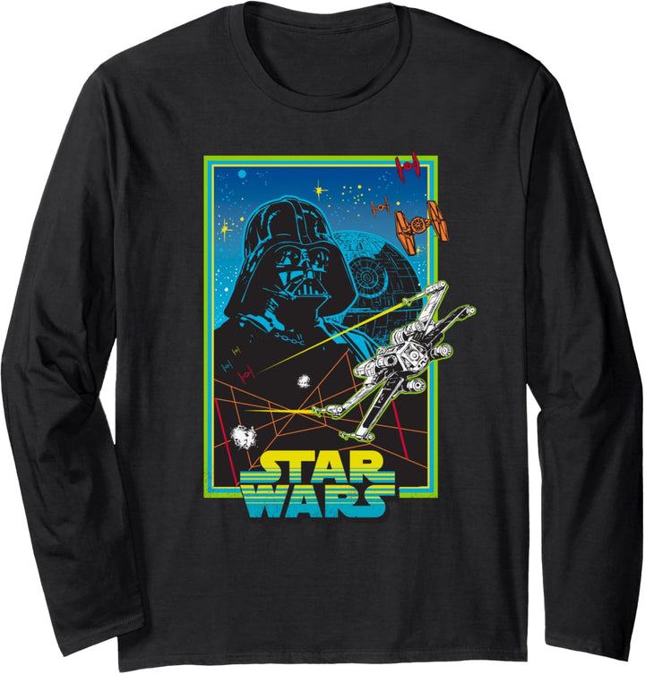 Star Wars A New Hope Darth Vader 70s Retro Langarmshirt