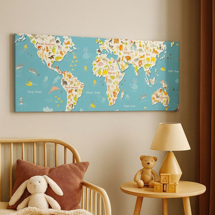 Wandbilder Dekoration Wohnzimmer Geographie Globus Grafik Illustration Bilder auf Leinwand 120x50cm