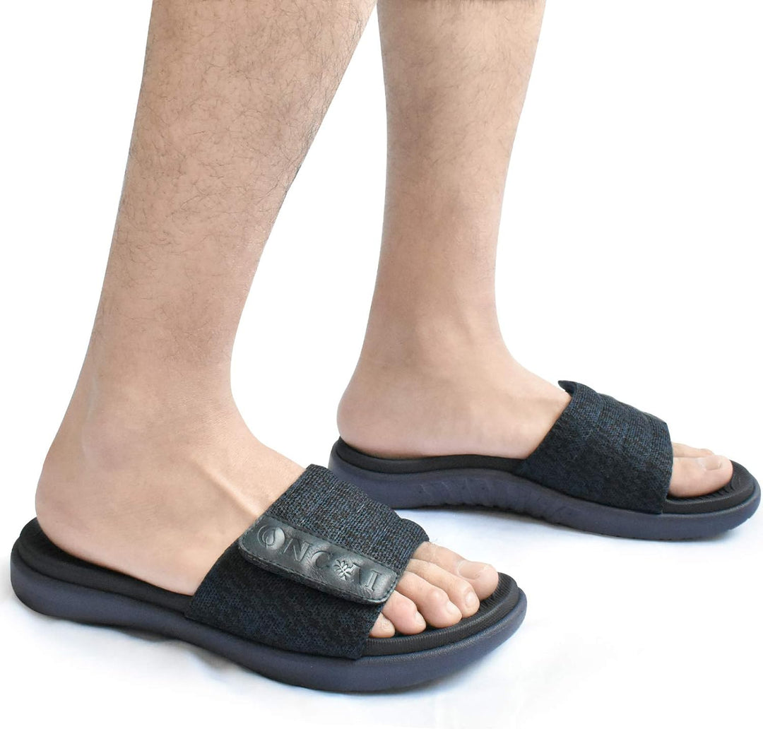 ONCAI Dusch Badelatschen Herren mit Klettverschluss Offener Zeh Sports Badesandalen Sommer Freizeit