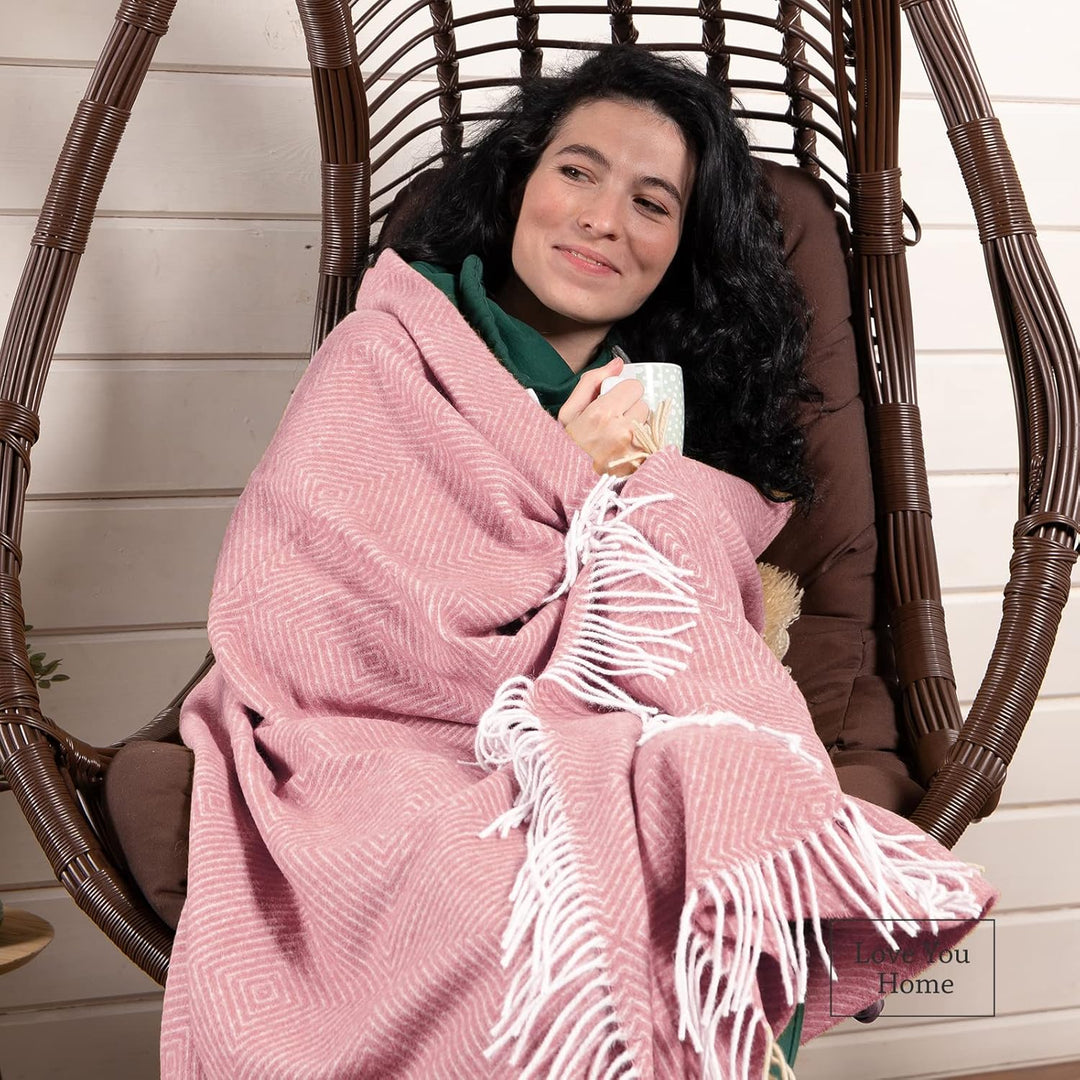 LYHome Merino Decke - Kuscheldecke Tagesdecke Sofa Wolldecke, Blanket Überwurfdecke Sofadecke Wohnde