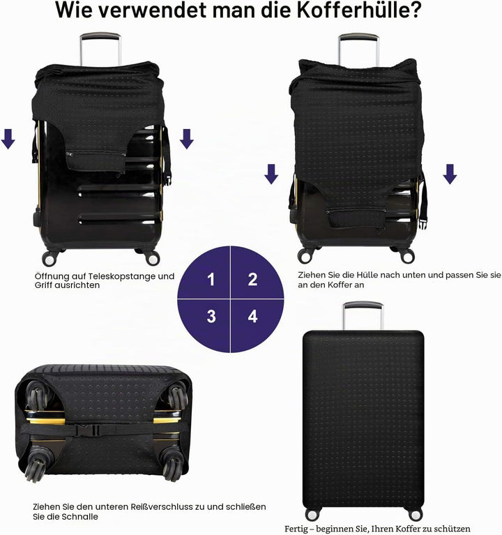 7-Mi Reisegepäck Protector Koffer Abdeckung 19"-30" Gepäckschutzhülle Schwarz S (Passend für 19 "-20