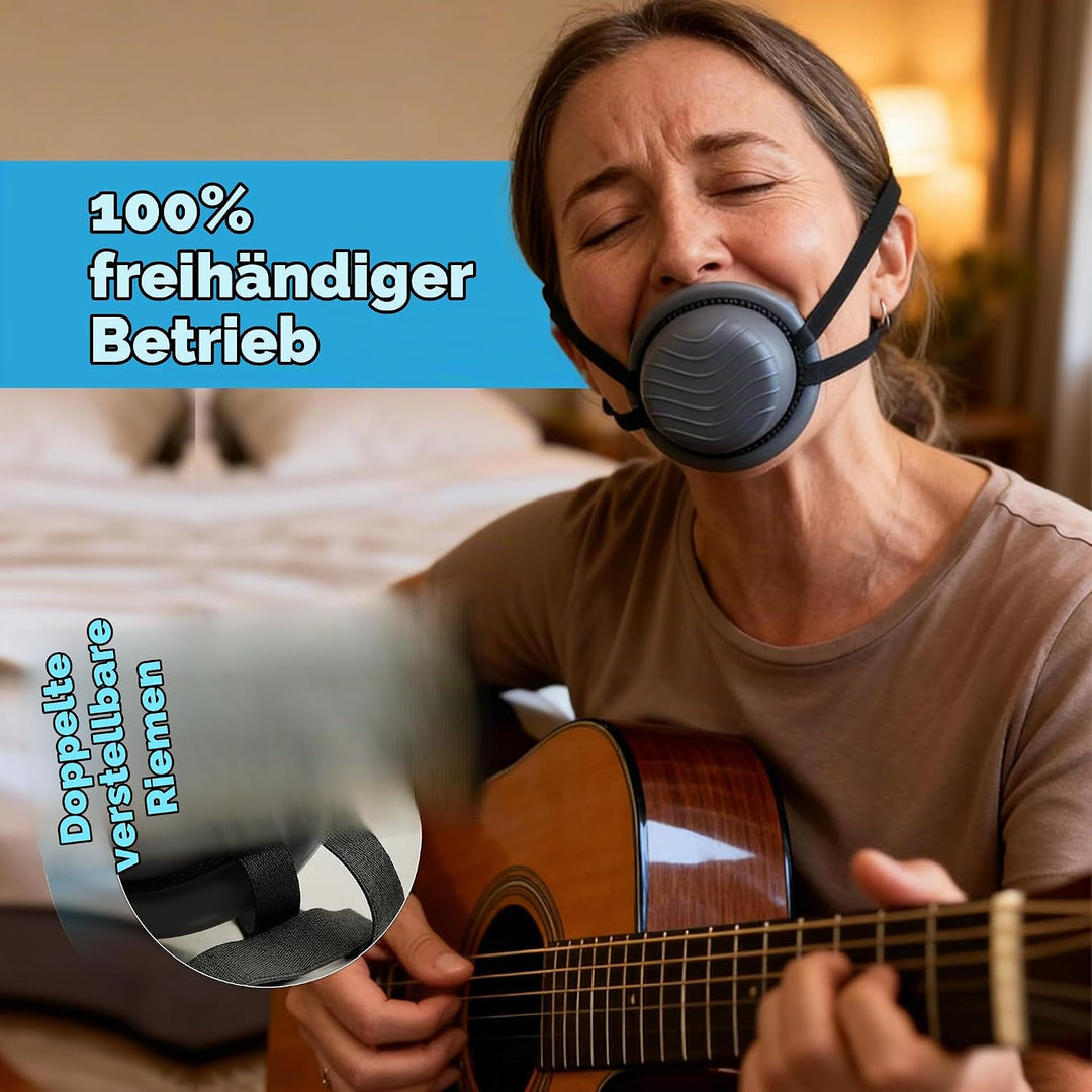 Stimmdämpfer für Sänger - Reduziert den Schall um 30 dB, Freihändig und Atmungsaktiv, mit Verstellba