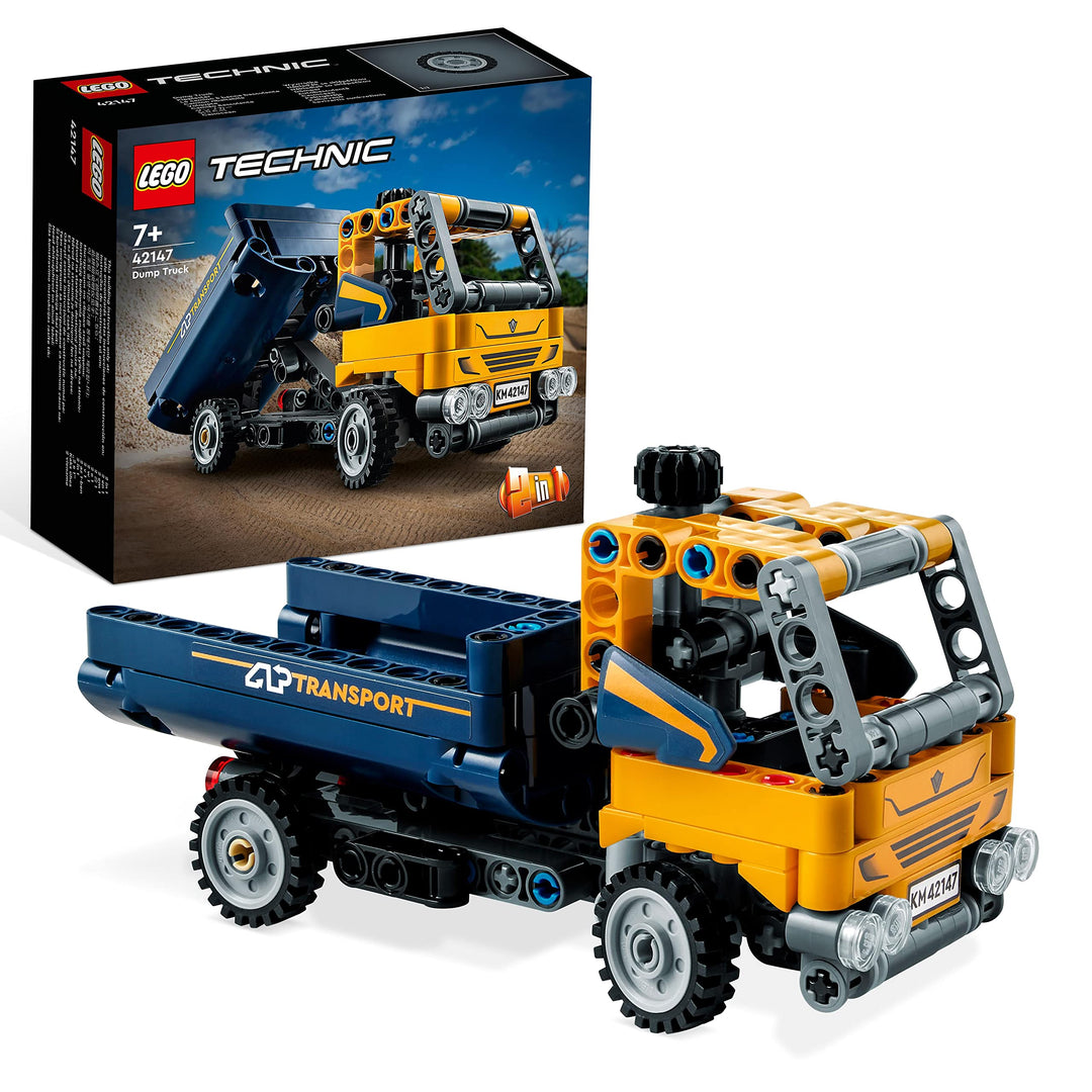 LEGO 42147 Technic Kipplaster Spielzeug, 2in1-Set mit Konstruktions-Modell und Bagger-Spielzeug, tec