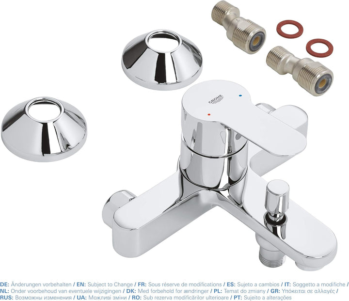 GROHE Start Edge - Einhand- Wannenbatterie (1/2″, Wandmontage, langlebige Oberfläche), chrom, 233480
