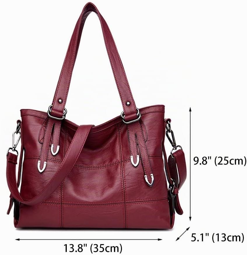 DEERWORD Damen Taschen Handtaschen Elegant Frau Schultertaschen Lack PU-Leder Henkeltaschen Weinrot,