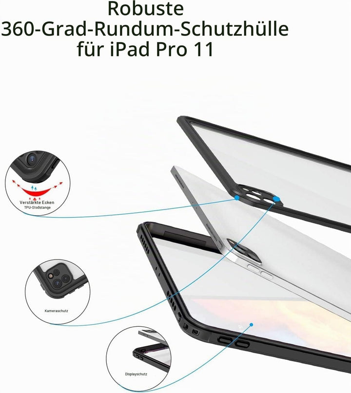 AICase Hülle für IPad Pro 12.9 Zoll 2020 (4.Generation) wasserdichte Hülle,360 Rundum Schutz Transpa