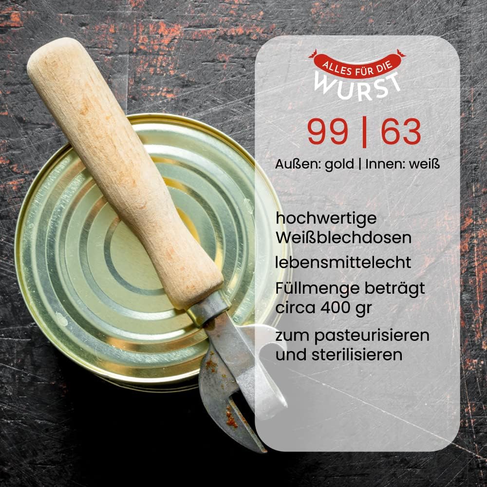Fuduu.de Weissblechdosen, passend für Wurstherstellung, Grösse 99/63, für alle Brüh - und Kochwursts
