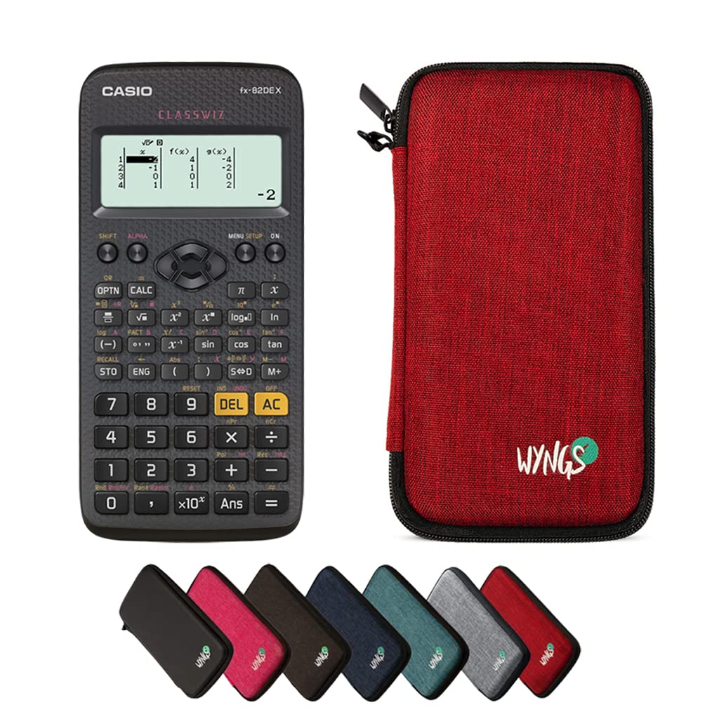 CALCUSO Sparpaket: Casio FX-82DE X technisch-wissenschaftlicher Taschenrechner + WYNGS Schutztasche
