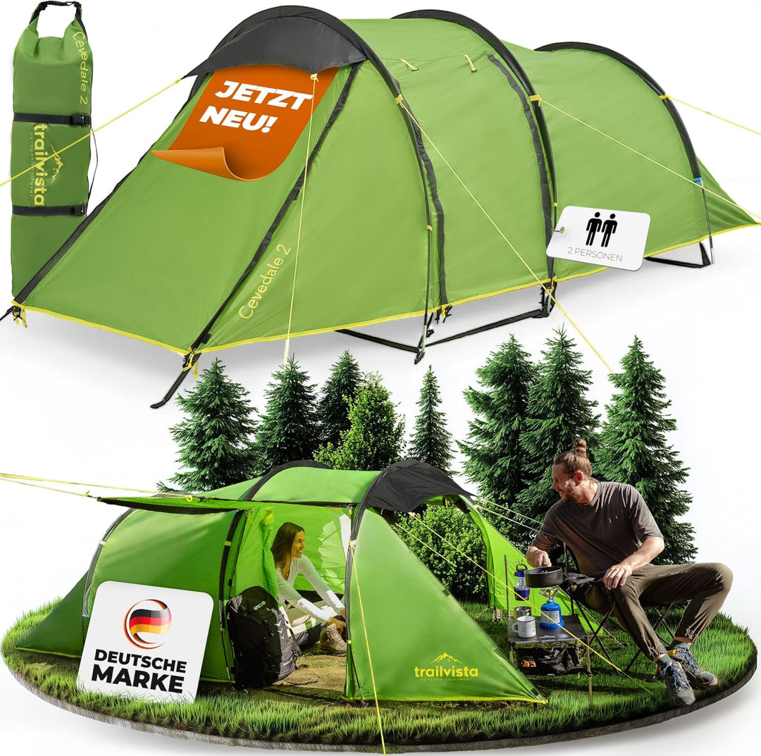 Cevedale Zelt 4 Personen Wasserdicht, leicht, kompakt & schnell aufbaubare Zelte, Camping Zelt mit V