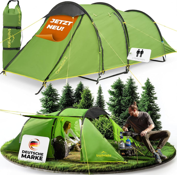 Cevedale Zelt 4 Personen Wasserdicht, leicht, kompakt & schnell aufbaubare Zelte, Camping Zelt mit V