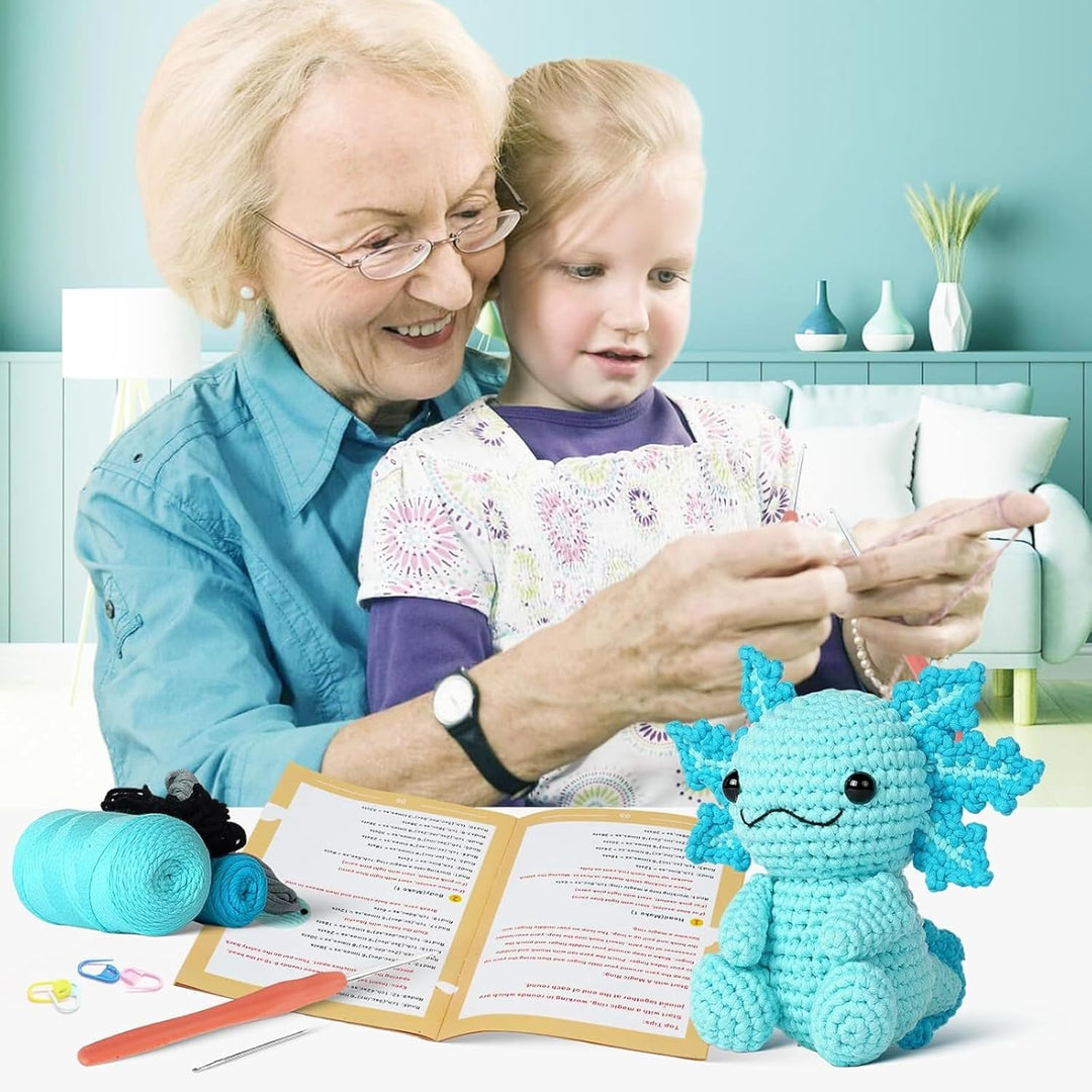 Häkelset für Anfänger Axolotl Häkelnadel Set für Tiere Strickset Bastelset für Erwachsene Kinder Häk