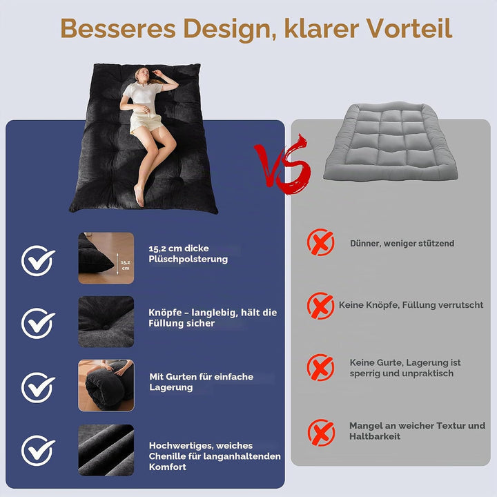 MAXYOYO Futon Matratze, Chenille-Stoff, 15cm Dick Bodenmatratze Verwendbar als Schlafsofa, Geknöpft