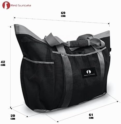 Red Suricata Ra-rso-lamebeba1 Netz-Strandtasche Schwartz/Grau, Schwartz/Grau