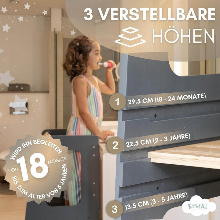 Montessori Lernturm ab 1 Jahr, aus robustem Holz, Premium-Modell in Grossformat, Learning Tower mit