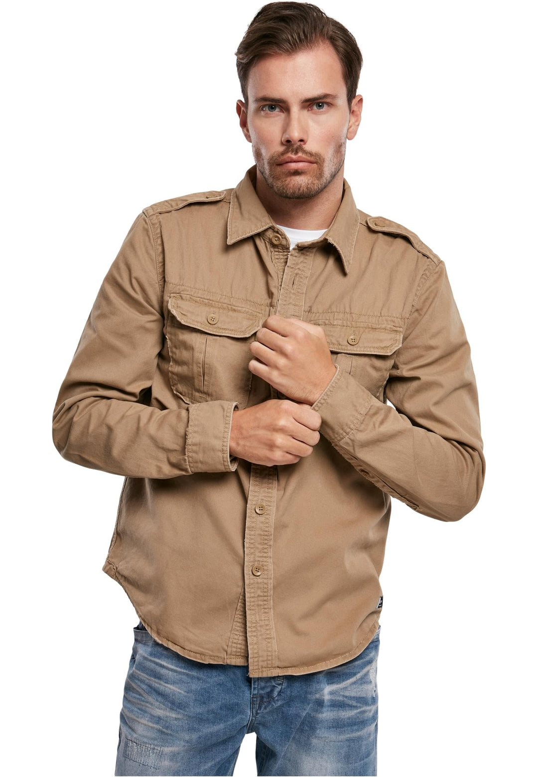 Brandit Vintage Shirt Long Sleeve,mehrere Farbvarianten, Grössen S bis 7XL, Camel Longsleeve