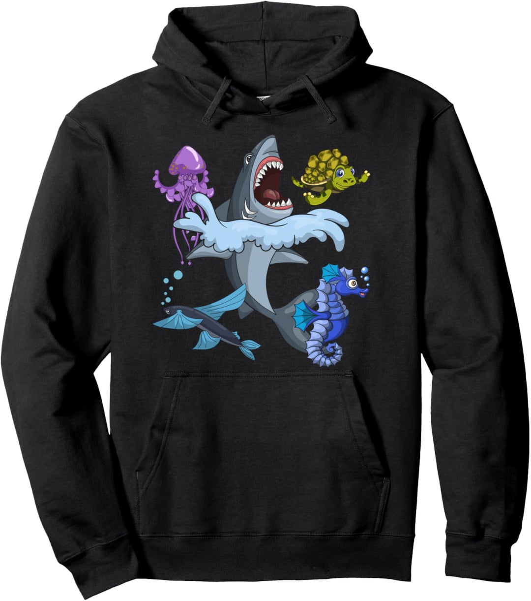 Qualle Seepferdchen Schildkröte Hai Kinder Ozean Zoo Tier Pullover Hoodie