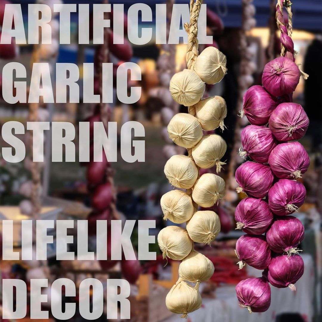 Tuxiaobu Künstliche Gemüse Knoblauch Zwiebel Schnüre Aesthetic Deko Obst, Faux Gemüse Kunst Früchte