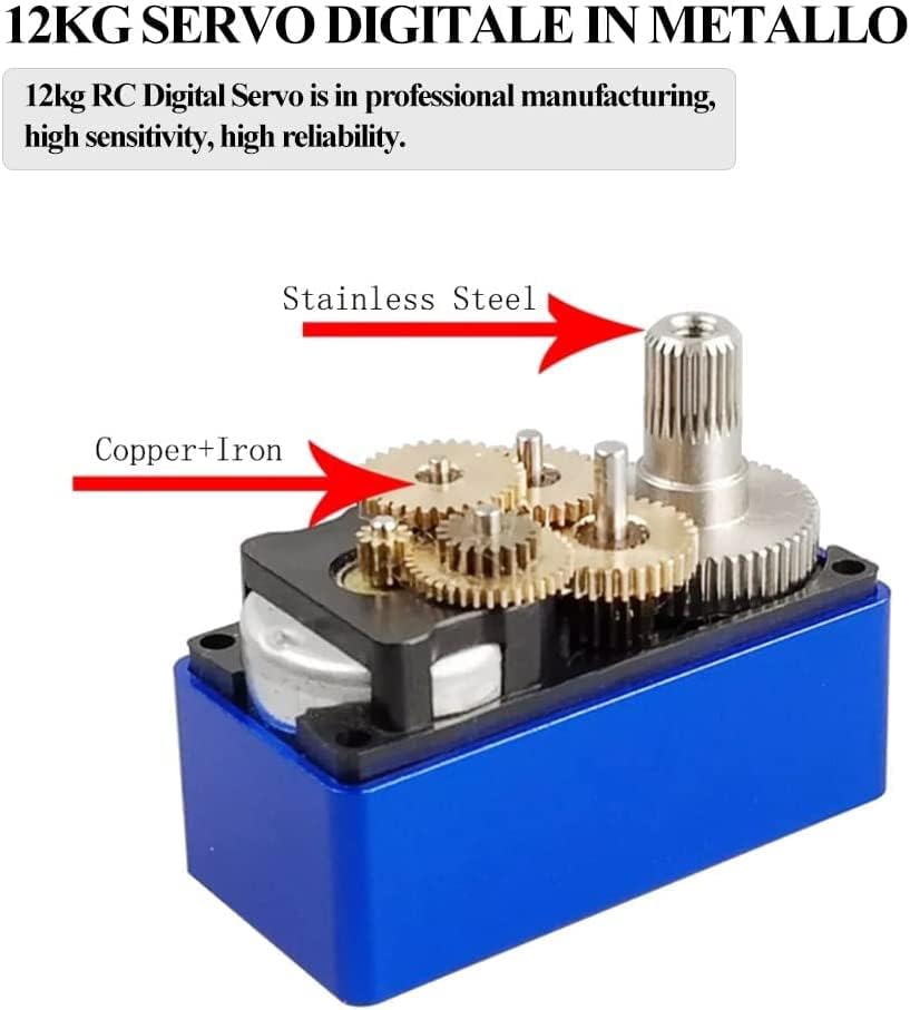 YUNIQUE Deutschland Digitaler Servo Auto RC SPT4412LV 12 kg Digitaler Servo aus Metall mit Getriebe,